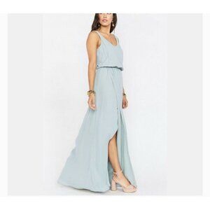 Show me your MuMu split Maxi dress SMALL sage Bridesmaid sleeveless
